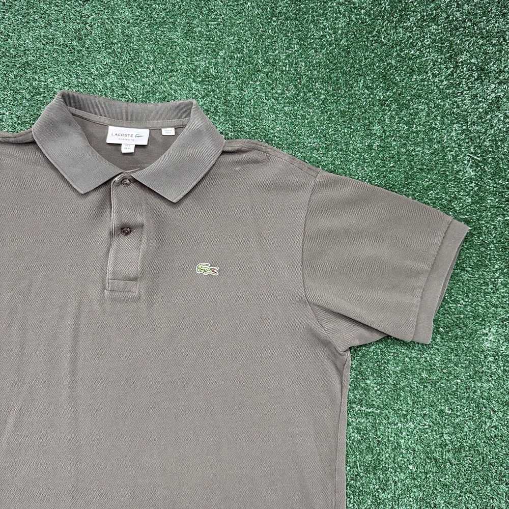 Lacoste Classic Fit Men's Short Sleeve Polo Shirt Size FR 6 XL Olive Green